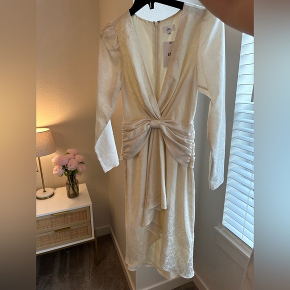 LPA Jacquard Satin Dress in Ivory - Picture 1 of 6